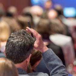 An audience member at the 2019 Cambridge Teaching Forum